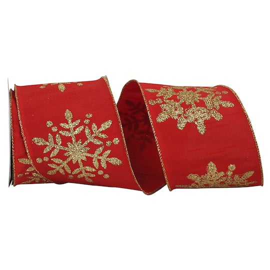 JAM Paper 4" x 10yd. Wired Snowflake Grand Ribbon